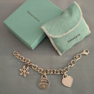 Tiffany & Co. Sterling Silver Bracelet with 3 Charms